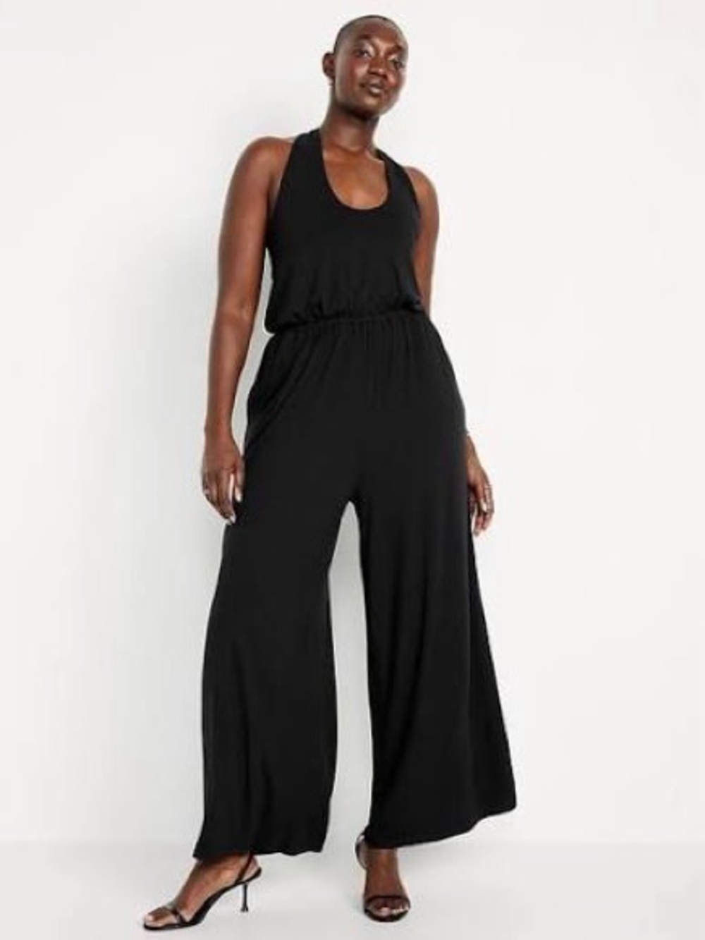 NWT Old Navy Black Waist-Defined Halter Jumpsuit in Size Small Tall - Picture 3 of 9